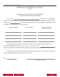 Document preview: Form AO35 Certificate of Official Court Reporter