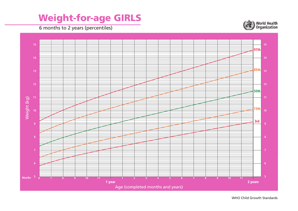 Girls 6 Months to 2 Years Weight-For-Age Chart Preview Image