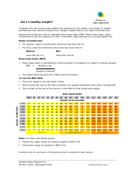 Document preview: Body Mass Index Chart - Diabetes New Zealand Inc.