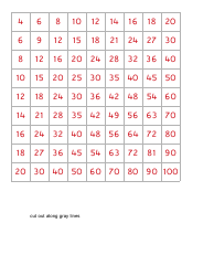 &quot;Blank 10 X 10 Times Table Chart With Numbers Set to Cut out&quot;, Page 2