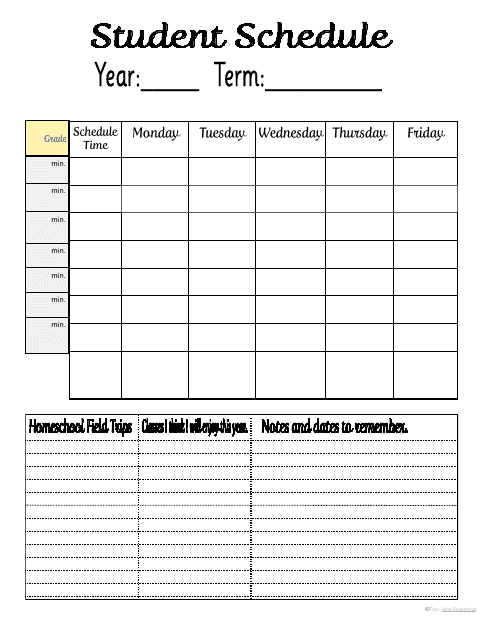 Student Schedule Template - Customizable Daily Planner for Students