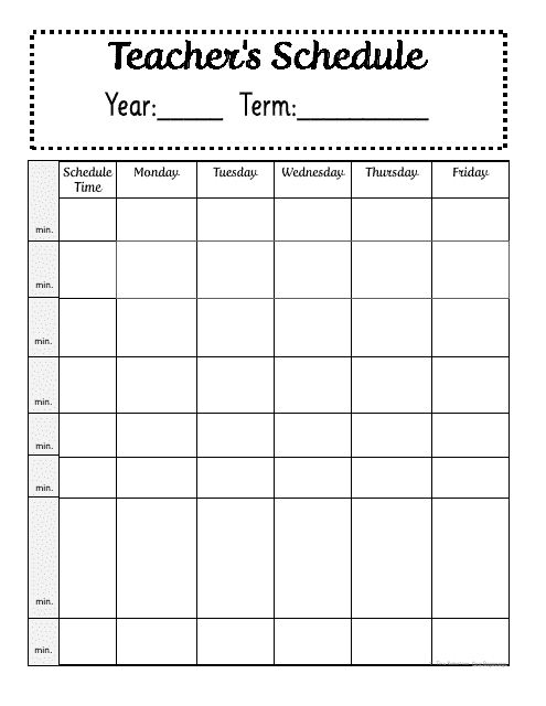 Teacher's Schedule Template Preview