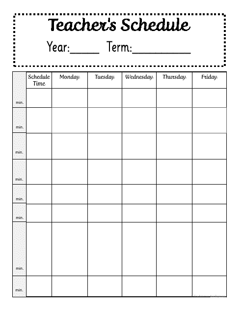 Editable Teacher Schedule Template