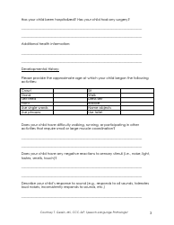Pediatric Speech and Language Intake Form - Communication Clubhouse, Page 3
