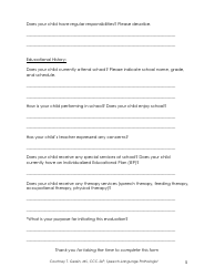Pediatric Speech and Language Intake Form - Communication Clubhouse, Page 5