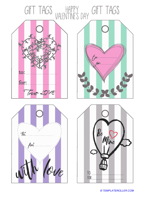 Valentine's Day Gift Tag Templates - Varicolored
