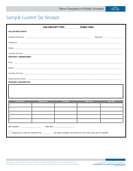 Document preview: Form 50-134 Sample Current Tax Receipt - Texas