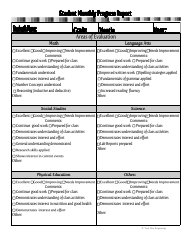 Document preview: Student Monthly Progress Report Template