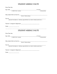 &quot;Student Absence Note Templates&quot;