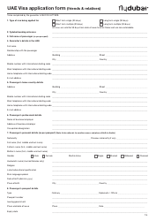 &quot;Uae Visa Application Form (Friends &amp; Relatives) - Flydubai&quot;