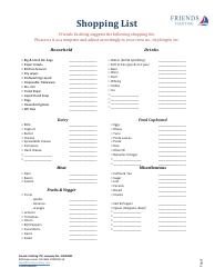 Document preview: Shopping List Template - Friends Yachting