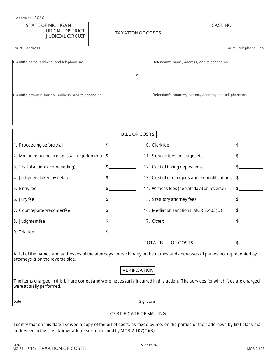 Form MC24 Fill Out, Sign Online and Download Fillable PDF, Michigan