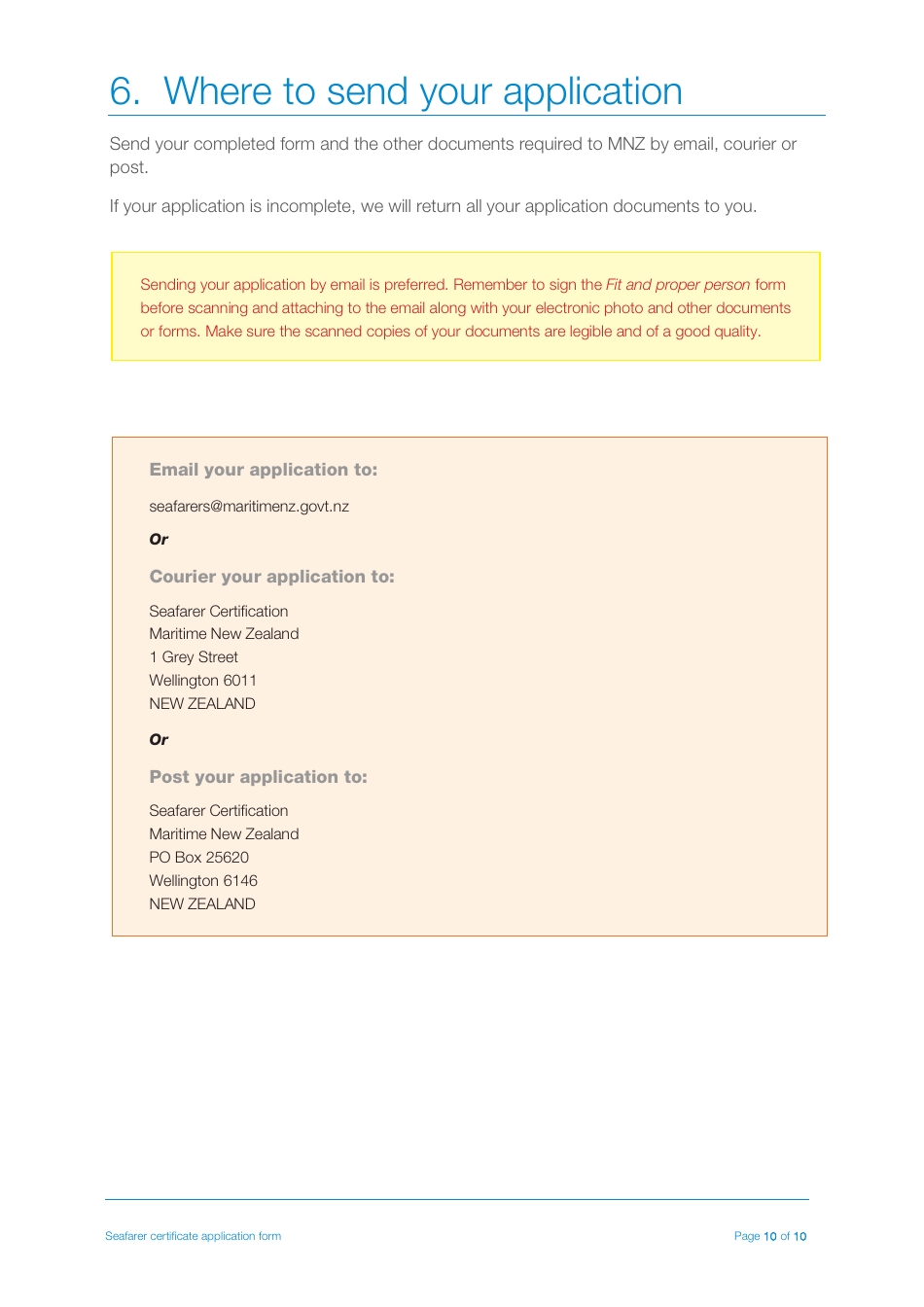 Seafarer Certificate Application Form - New Zealand, Page 10