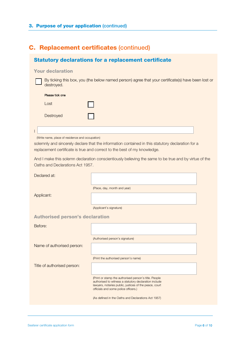 Seafarer Certificate Application Form - New Zealand, Page 6