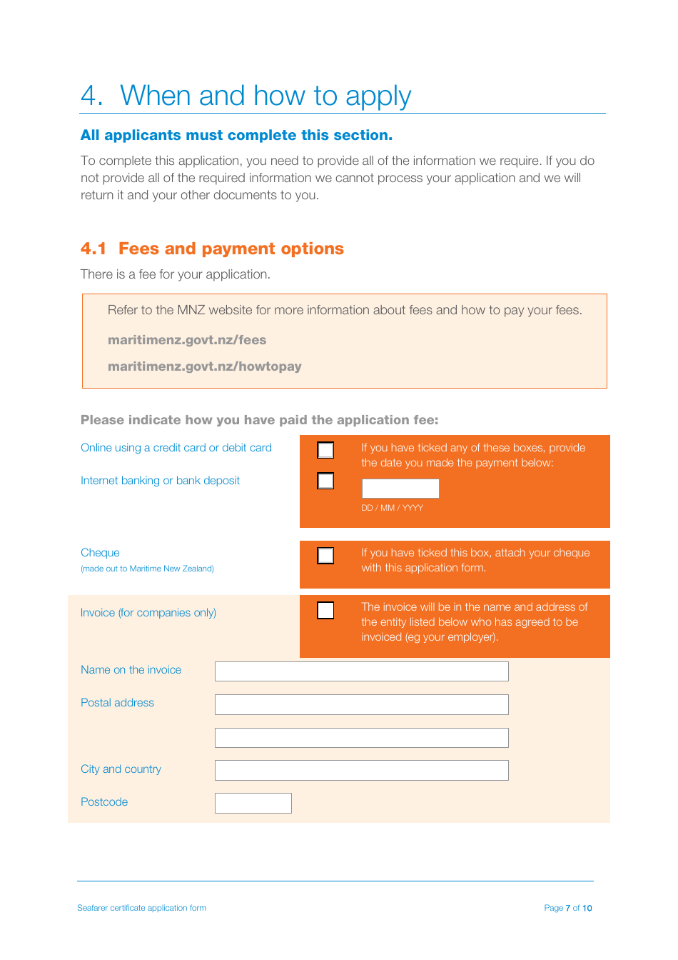 Seafarer Certificate Application Form - New Zealand, Page 7