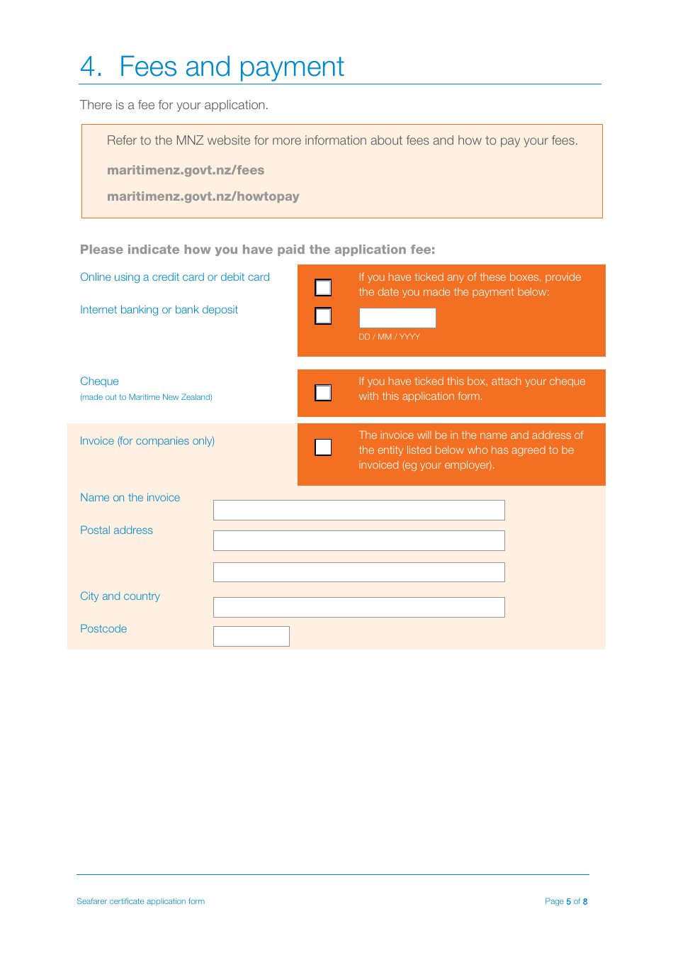 Seafarer Certificate Transition Application Form - New Zealand, Page 5