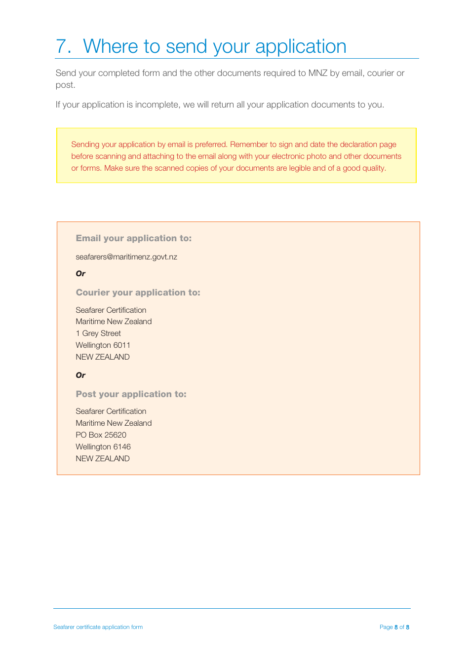 Seafarer Certificate Transition Application Form - New Zealand, Page 8