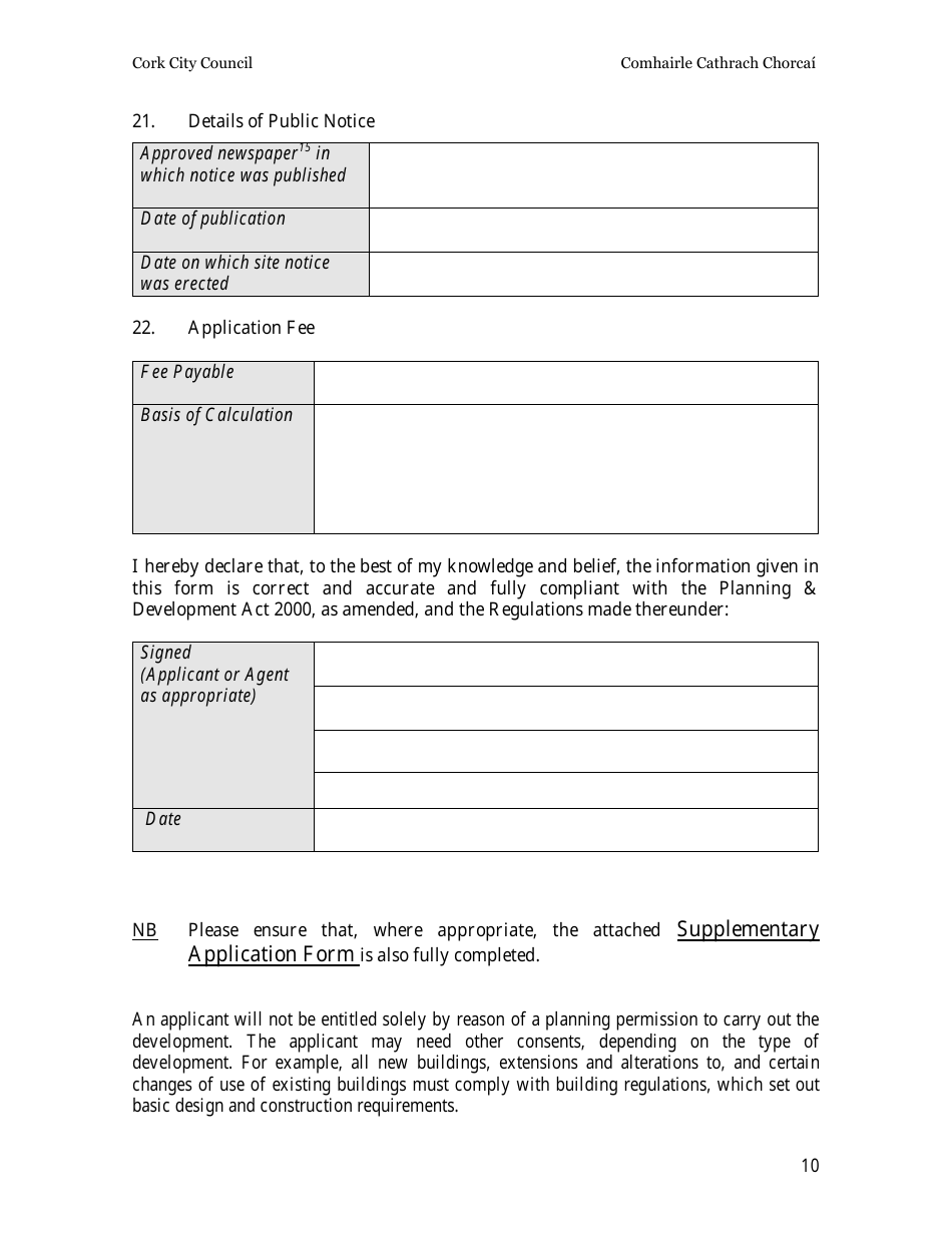 Planning Application Form - Cork City, County Cork, Ireland, Page 10