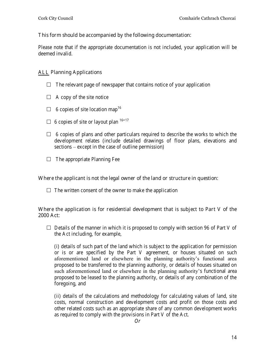 Planning Application Form - Cork City, County Cork, Ireland, Page 14