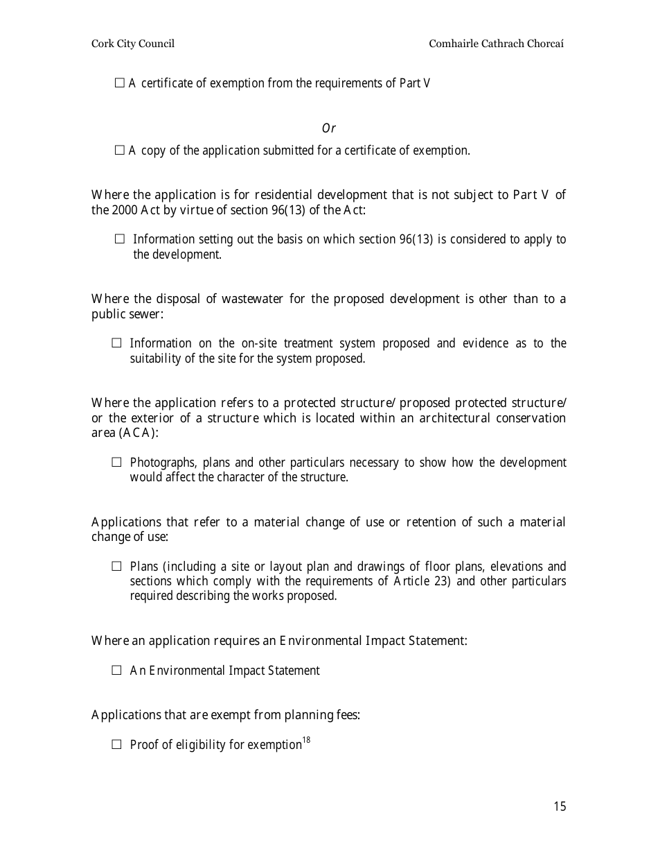 Planning Application Form - Cork City, County Cork, Ireland, Page 15