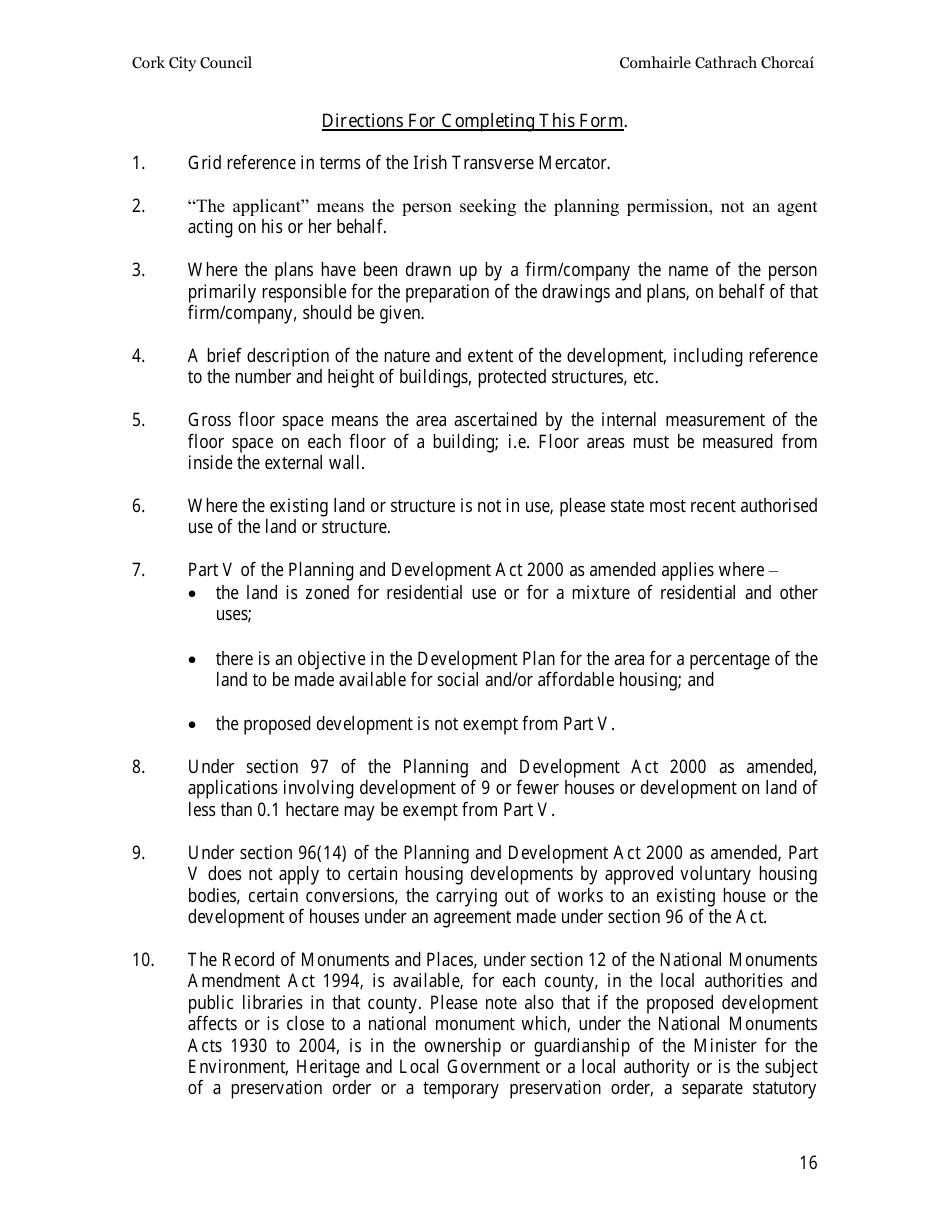 Planning Application Form - Cork City, County Cork, Ireland, Page 16