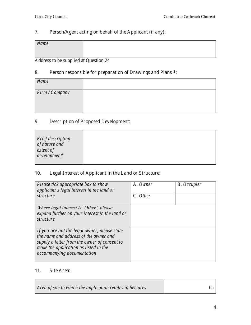 Planning Application Form - Cork City, County Cork, Ireland, Page 4