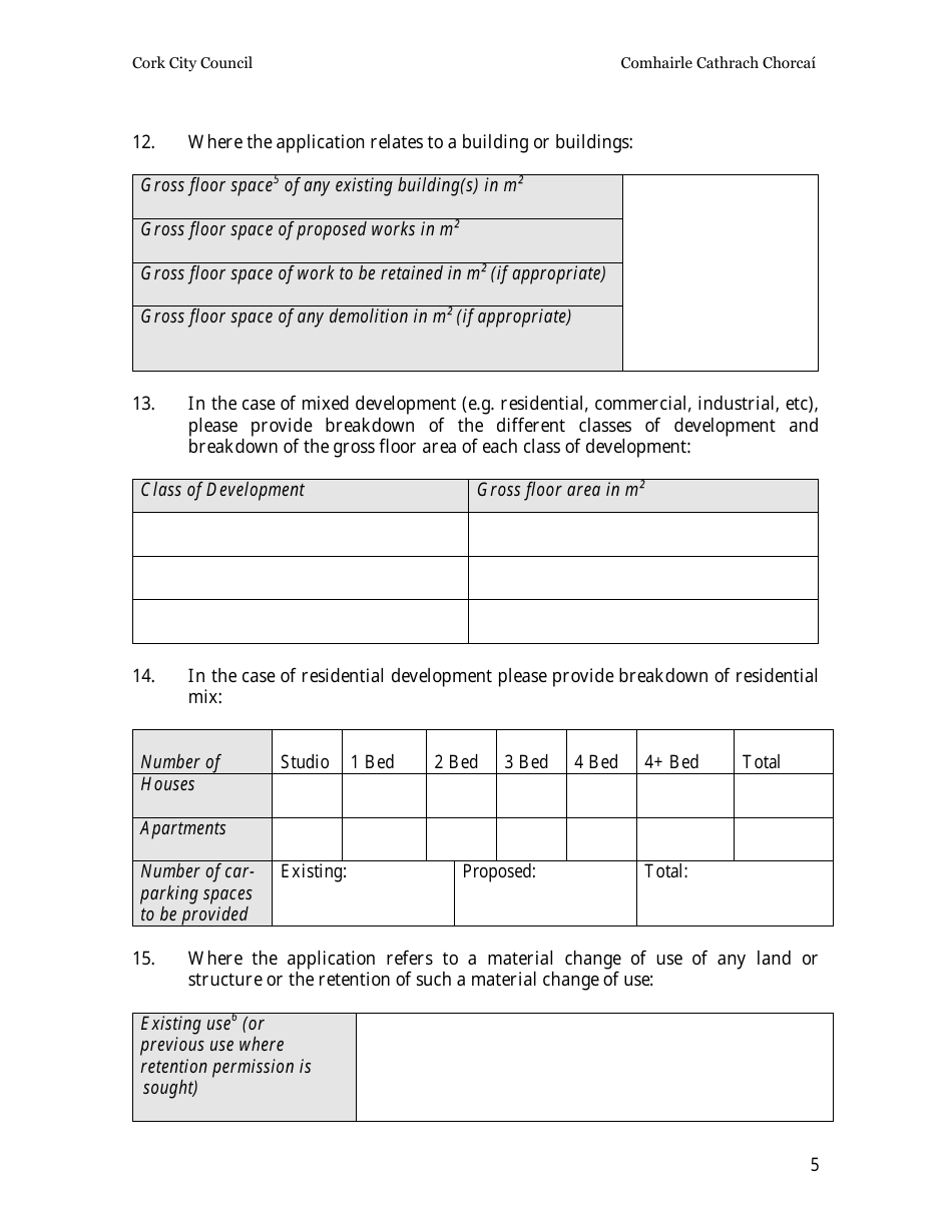 Planning Application Form - Cork City, County Cork, Ireland, Page 5
