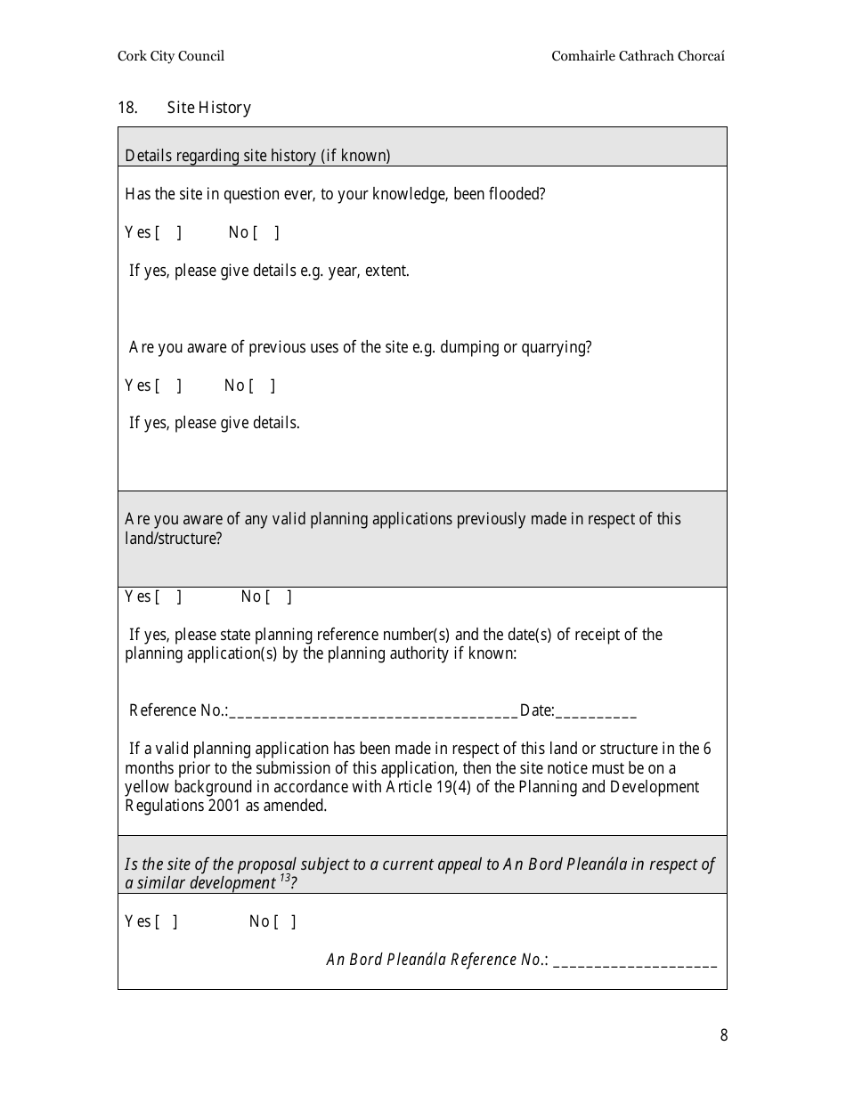 Planning Application Form - Cork City, County Cork, Ireland, Page 8