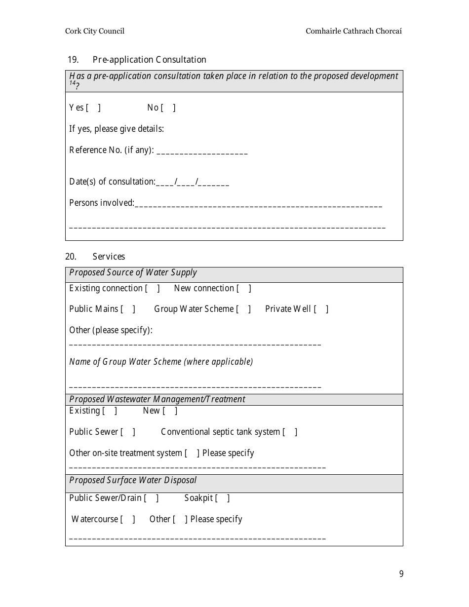 Planning Application Form - Cork City, County Cork, Ireland, Page 9