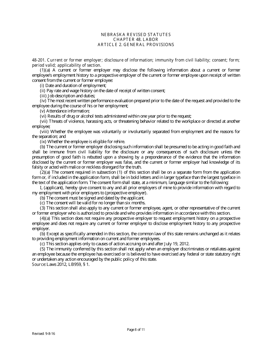 Governmental Employment Application Form - City of Seward, Nebraska, Page 8