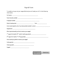 Document preview: Payroll Form