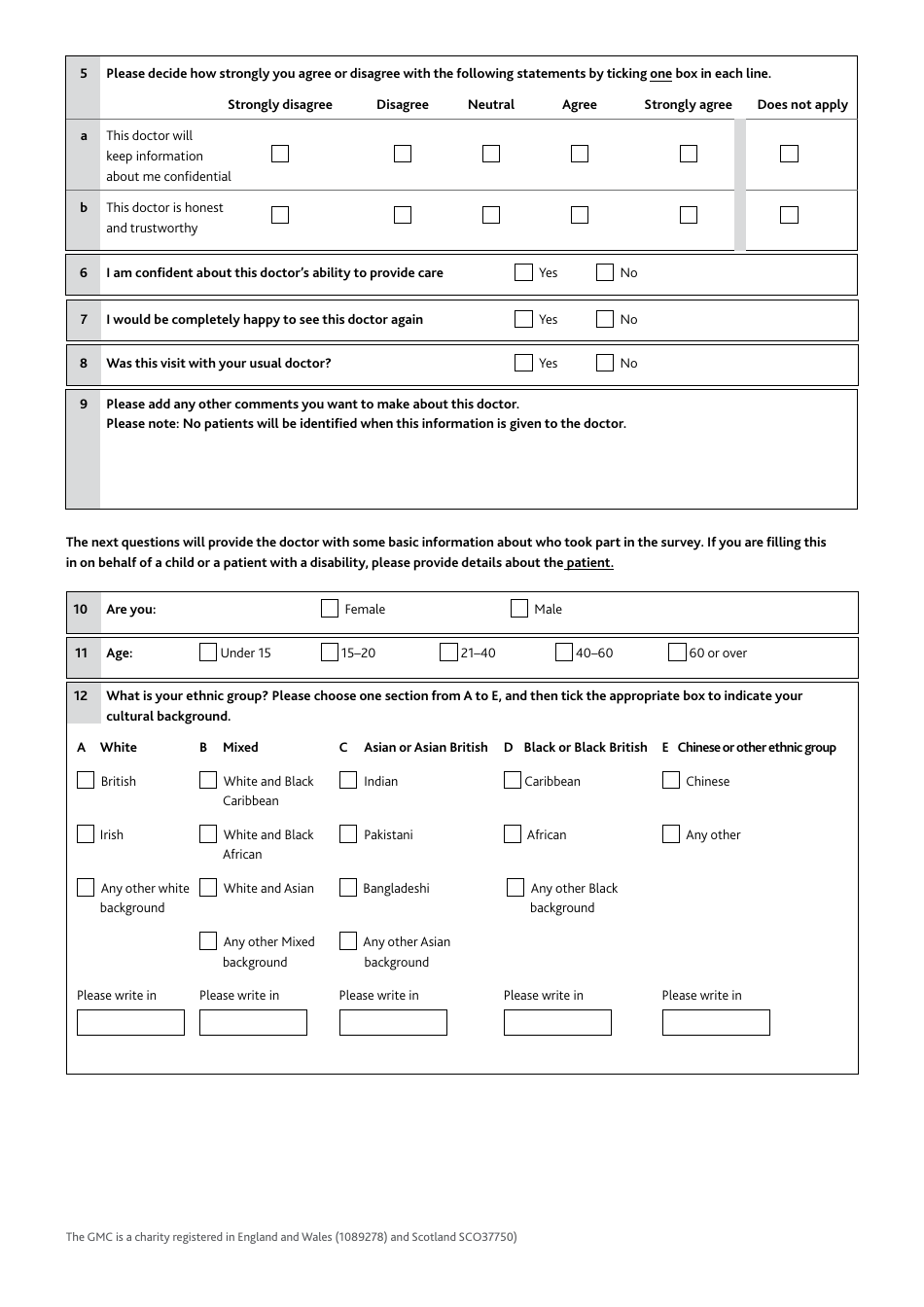 Patient Questionnaire - General Medical Council - United Kingdom, Page 2