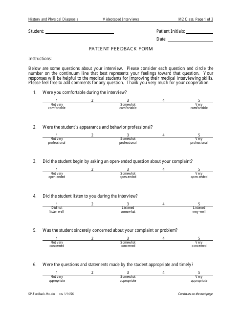 Patient Feedback Form - Fifteen Points Download Pdf