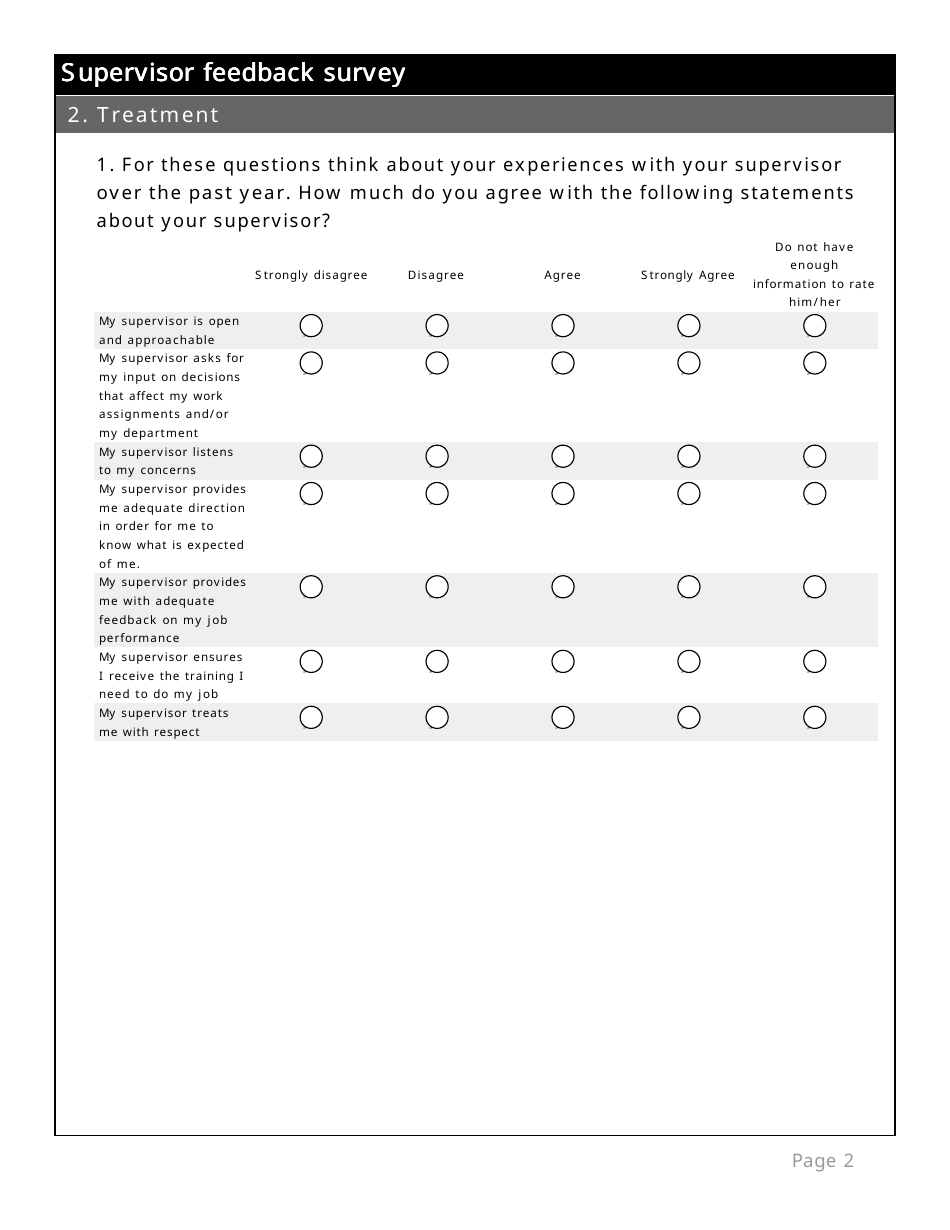 College Supervisor Feedback Survey Form, Page 2