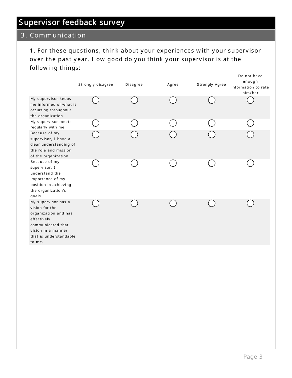 College Supervisor Feedback Survey Form, Page 3