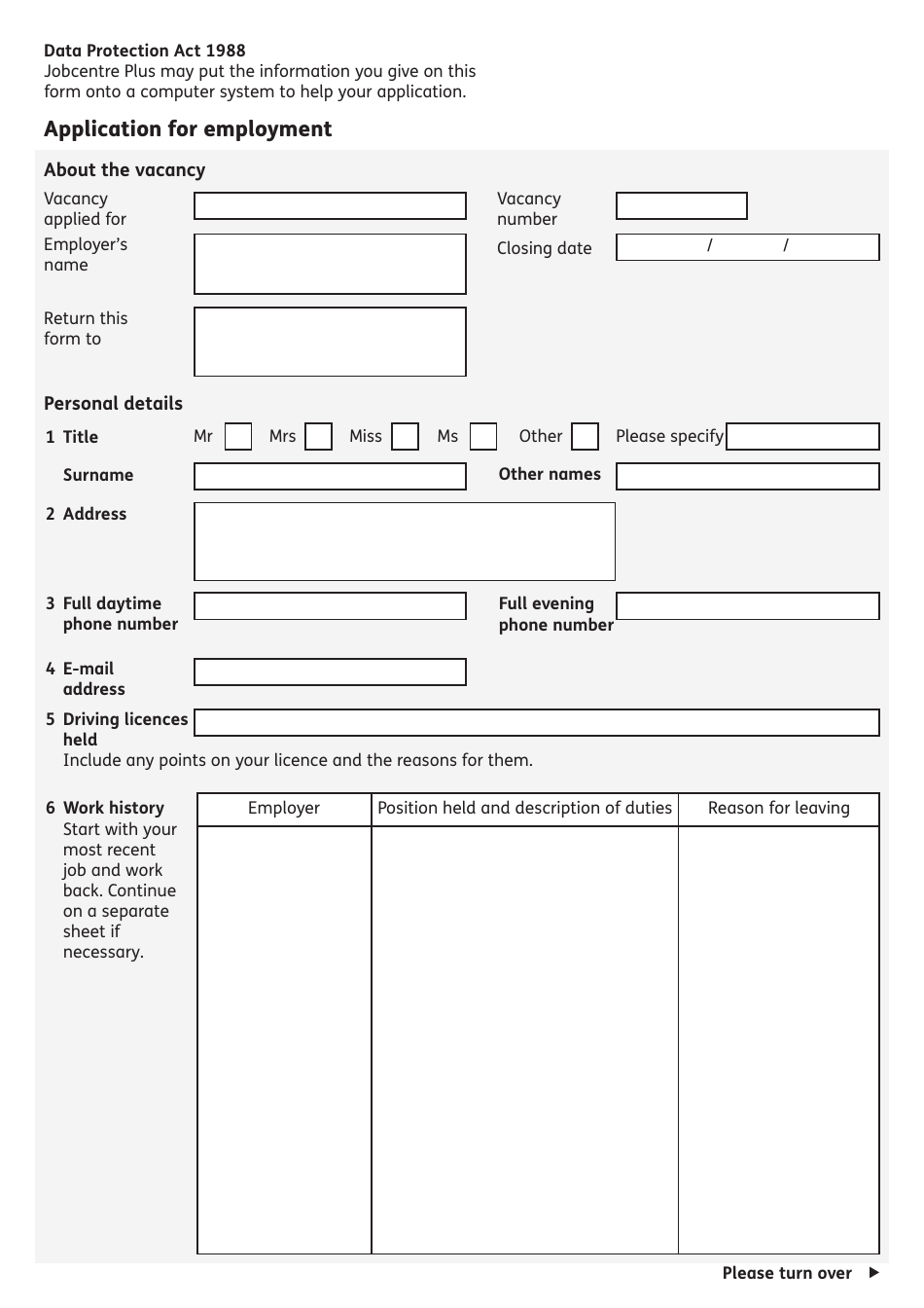 Form ES5JP Application for Employment - United Kingdom, Page 3