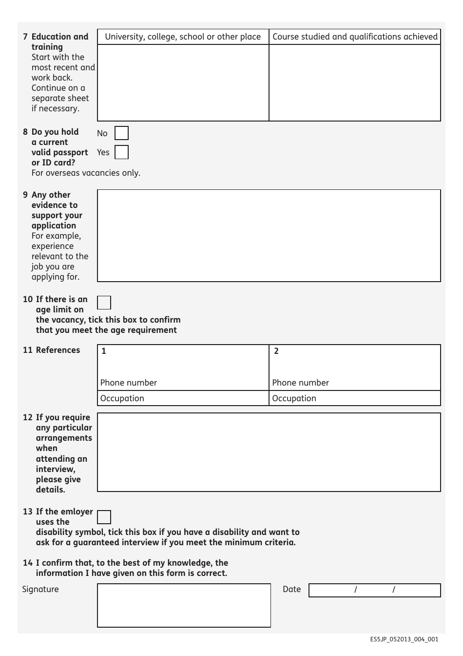 Form ES5JP Application for Employment - United Kingdom, Page 4