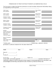 Document preview: Permission to Treat Without Parents Accompanying Child