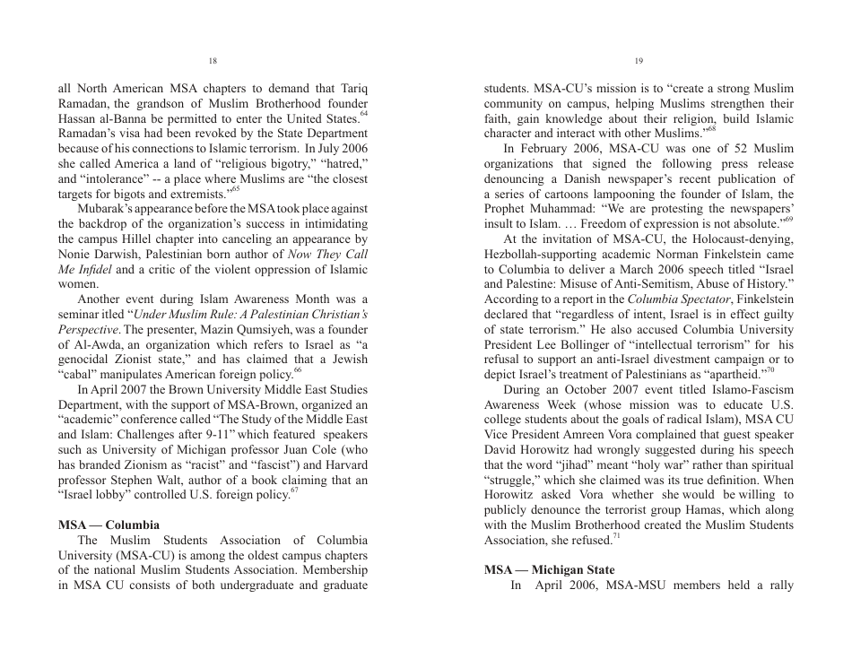 The Muslim Students Association and the Jihad Network - John Perazzo, Page 11