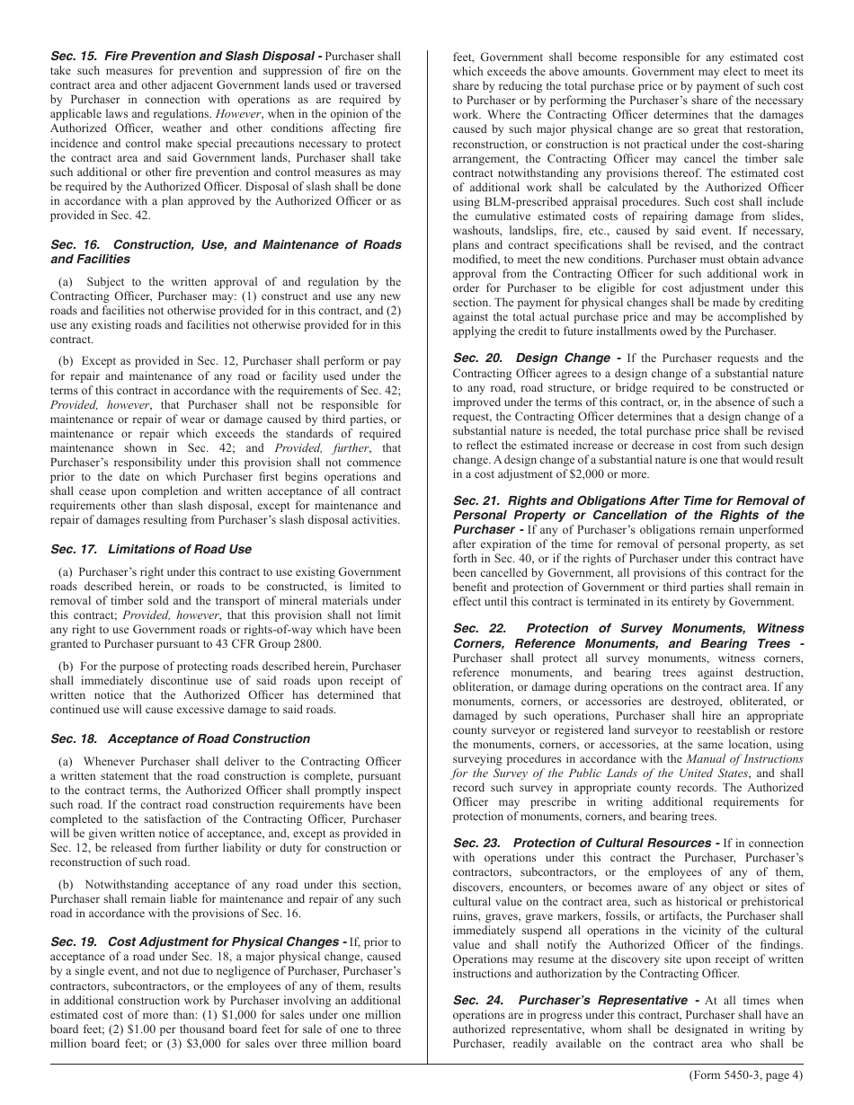 Form 5450-3 Contract for the Sale of Timber Lump Sum Sale, Page 4