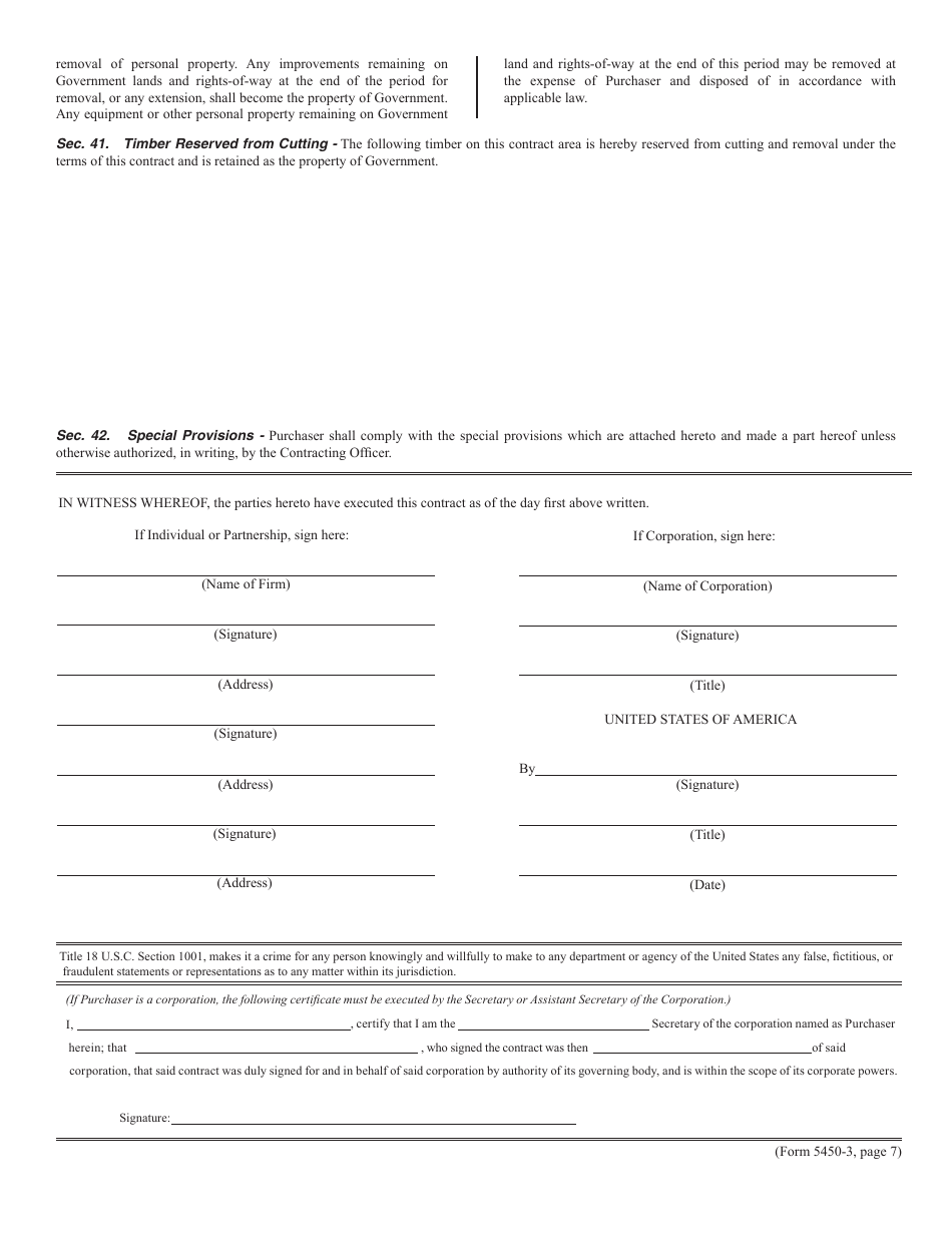 Form 5450-3 Contract for the Sale of Timber Lump Sum Sale, Page 7