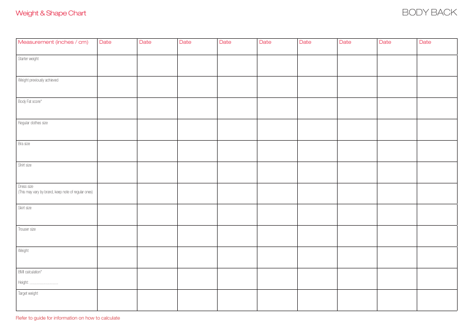 Weight and Shape Tracking Chart Template, Page 3