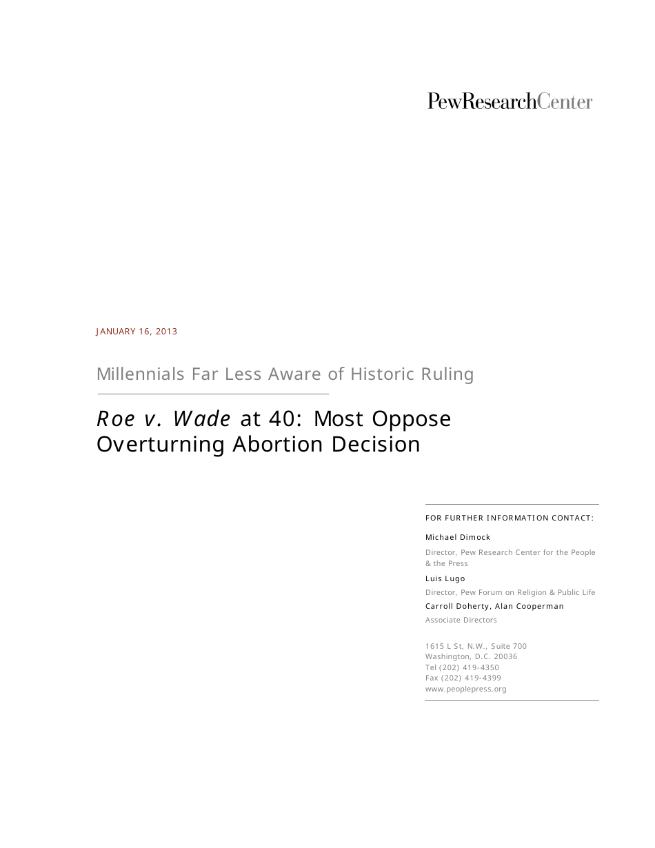 Most Oppose Overturning Abortion Decision - Pew Research Center