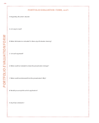 Portfolio Evaluation Form Template, Page 3