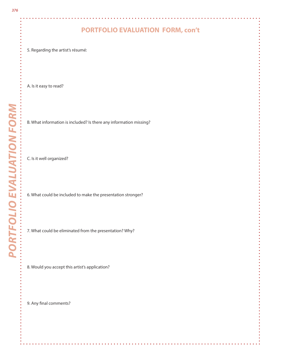 Portfolio Evaluation Form Template, Page 3