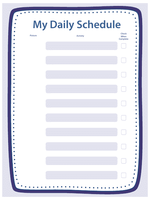 Daily Schedule Template - Blue
