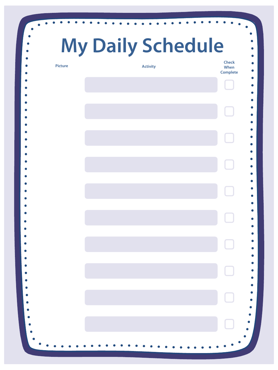 daily activity schedule paper clipart