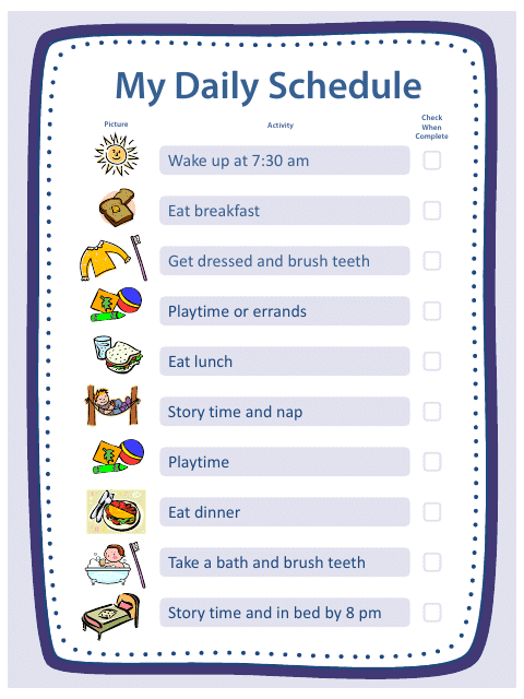 &quot;My Daily Schedule for Children Template&quot; Download Pdf