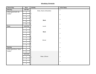 &quot;Weekday Schedule Template With Activity Outline&quot;
