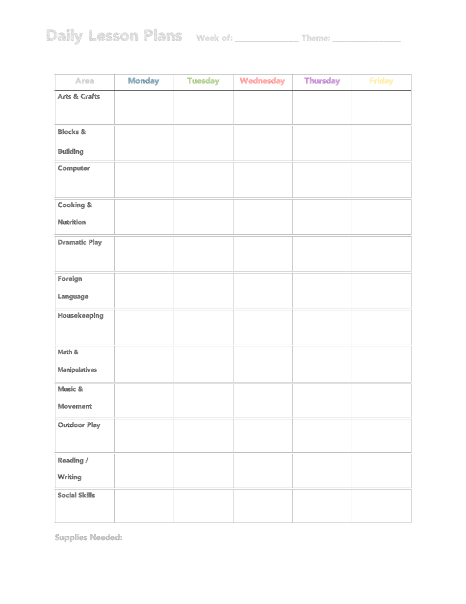 Homeschool Preschool Binder Template With Schedule and Lesson Plans, Page 3